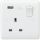 White Curved Edge 1 Gang Plate Switch Socket With USB Charging Slot