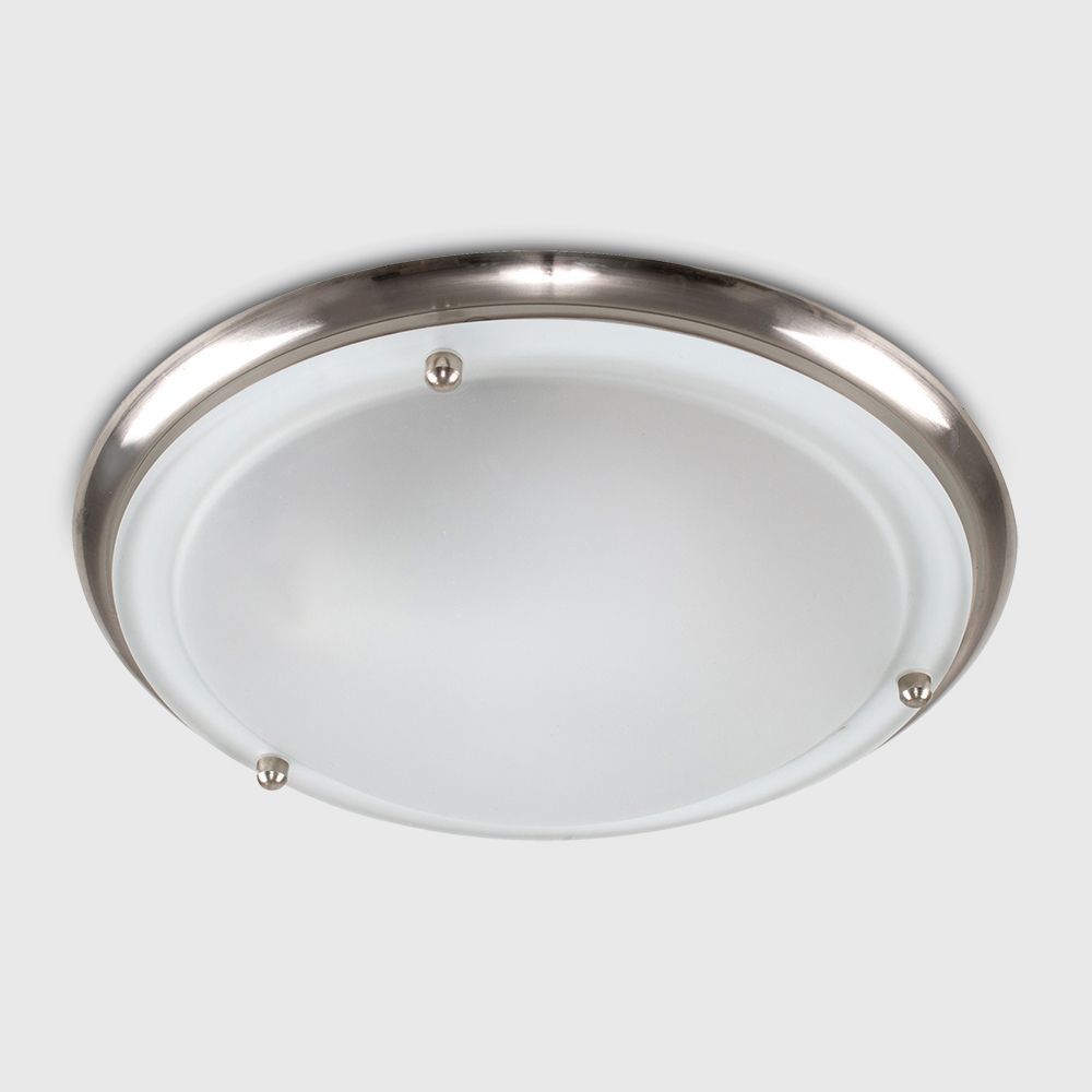IP44 Rated Decorative Flush Ceiling Light With a Satin Nickel Finish