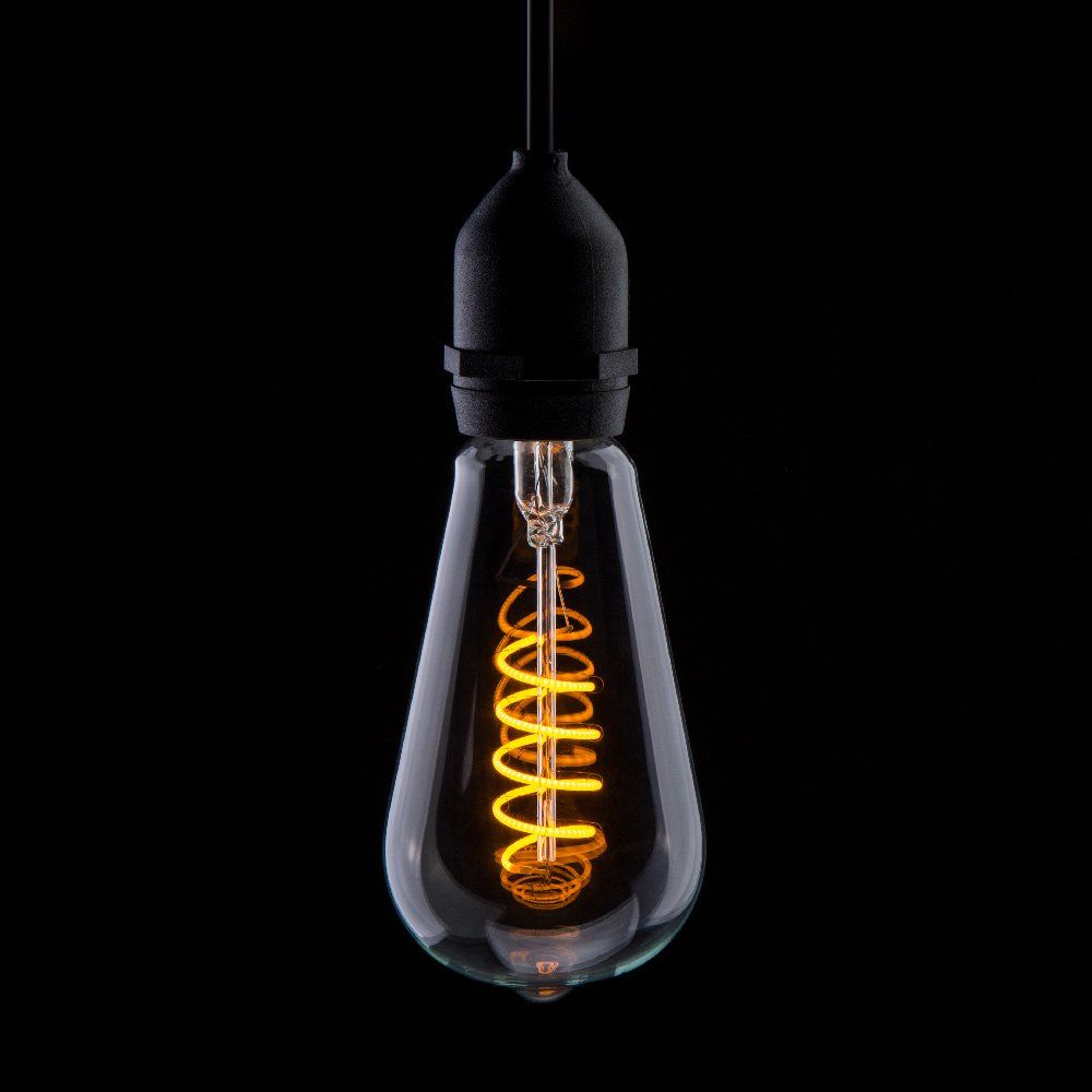 4 watt Yellow LED Spiral ST64 ES-E27mm Funky Filament LED Light Bulb
