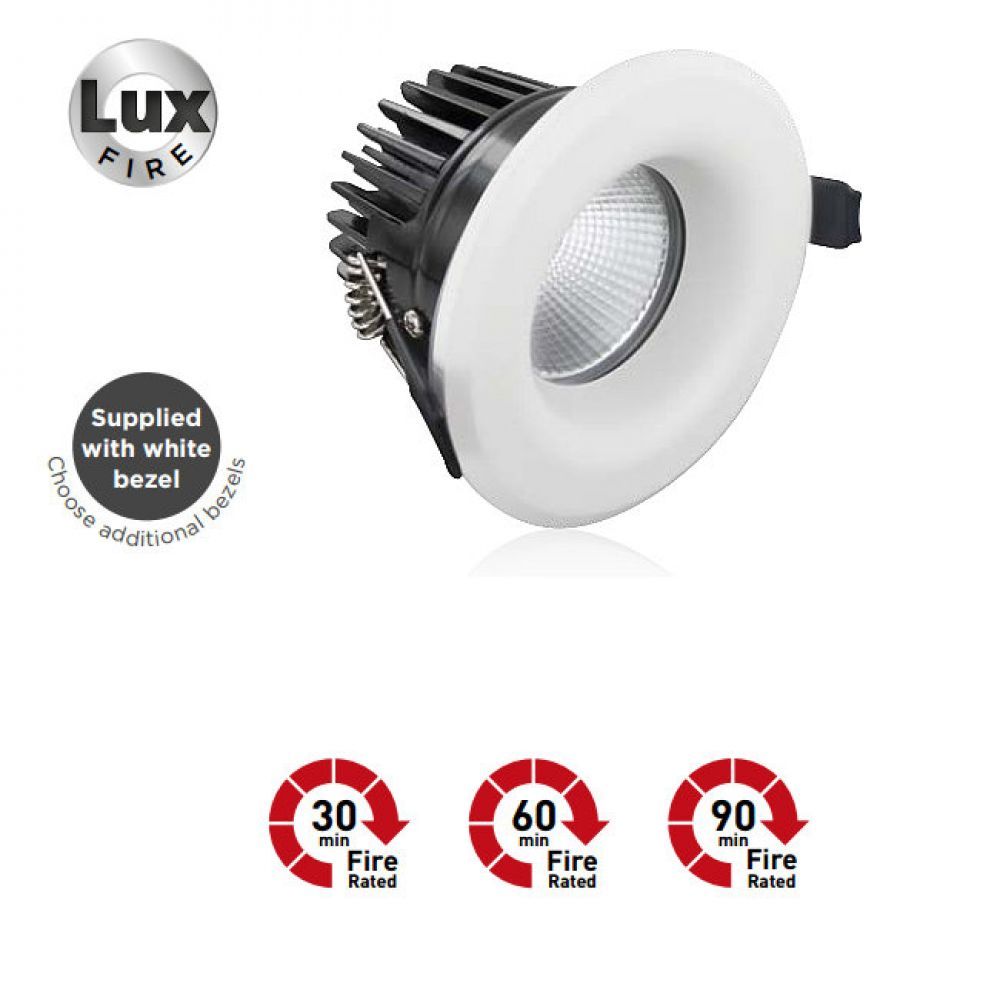 Integral 9 watt White Fire Rated LUX LED Integrated Downlight - 3000k