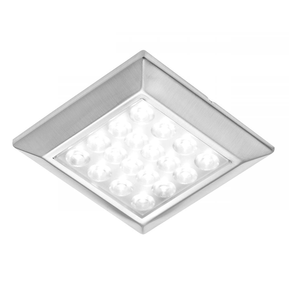 Square Stainless Steel 12v Under Cabinet LED Light Fitting Warm White