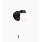 Knightsbridge BA02S1MB G9 25W IP44 Single Black Wall Light With Frosted Glass