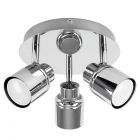 Benton IP44 Rated 3 Way Chrome Round Plate Spotlight Ceiling Fitting