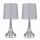 Pair Of Teardrop Touch Table Lamps With Chrome Neck And Grey Shade 22272