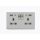 Screwless 13A 2 Gang Brushed Chrome Switched Socket With Dual USB Charger - Grey Insert