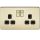 Screwless 13A 2 Gang Polished Brass Switched Socket - Black Insert