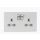 Screwless 13A 2 Gang Brushed Chrome Switched Socket - Grey Insert