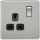 Screwless 13A 1 Gang Brushed Chrome Switched Socket - Black Insert