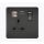 Screwless 13A 1 Gang Matt Black Switched Socket With Dual USB Charger