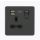 Screwless 13A 1 Gang Anthracite Socket With Dual USB Charger - Black Insert