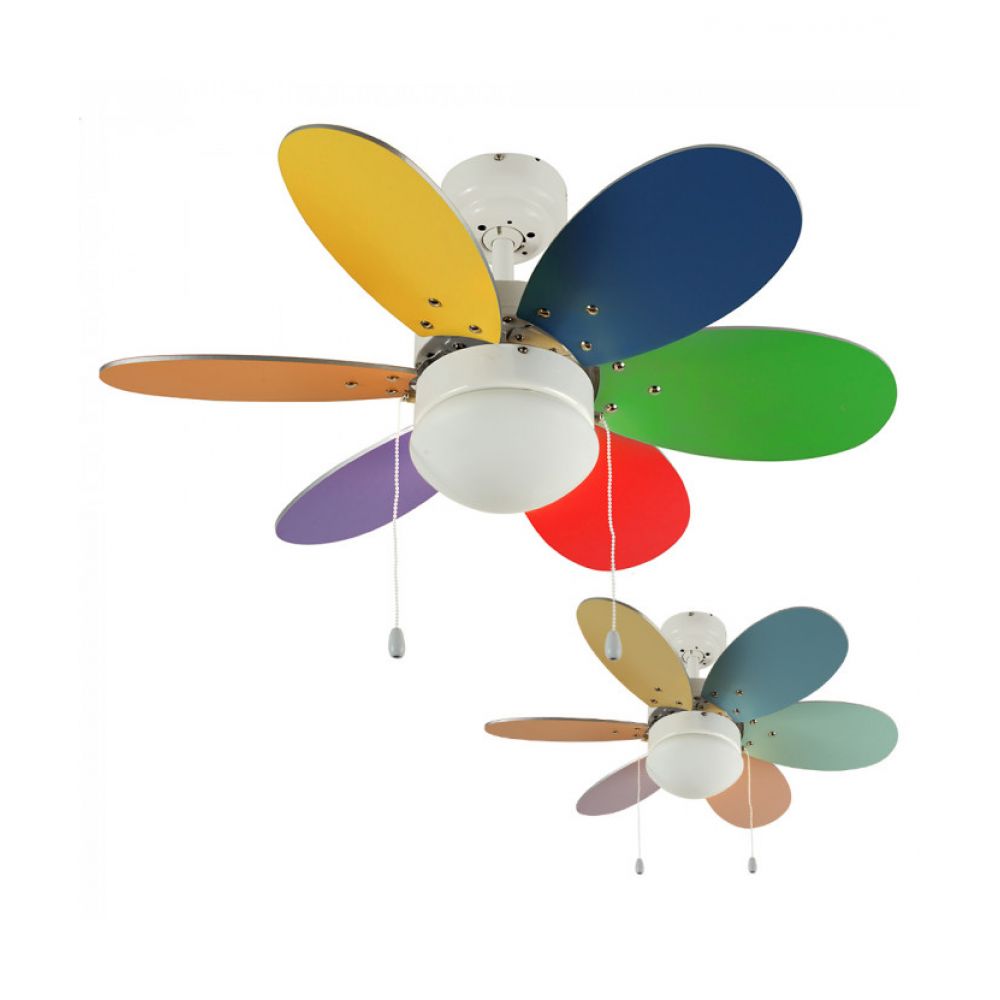 Candy Multi Coloured Ceiling Fan Light With Opal Glass