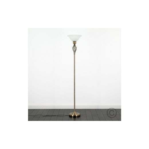 Classic Antique Brass Twist Uplighter Floor Lamp
