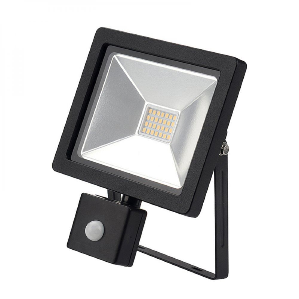 Black 20 watt Outdoor Slim LED Floodlight with PIR Motion Sensor