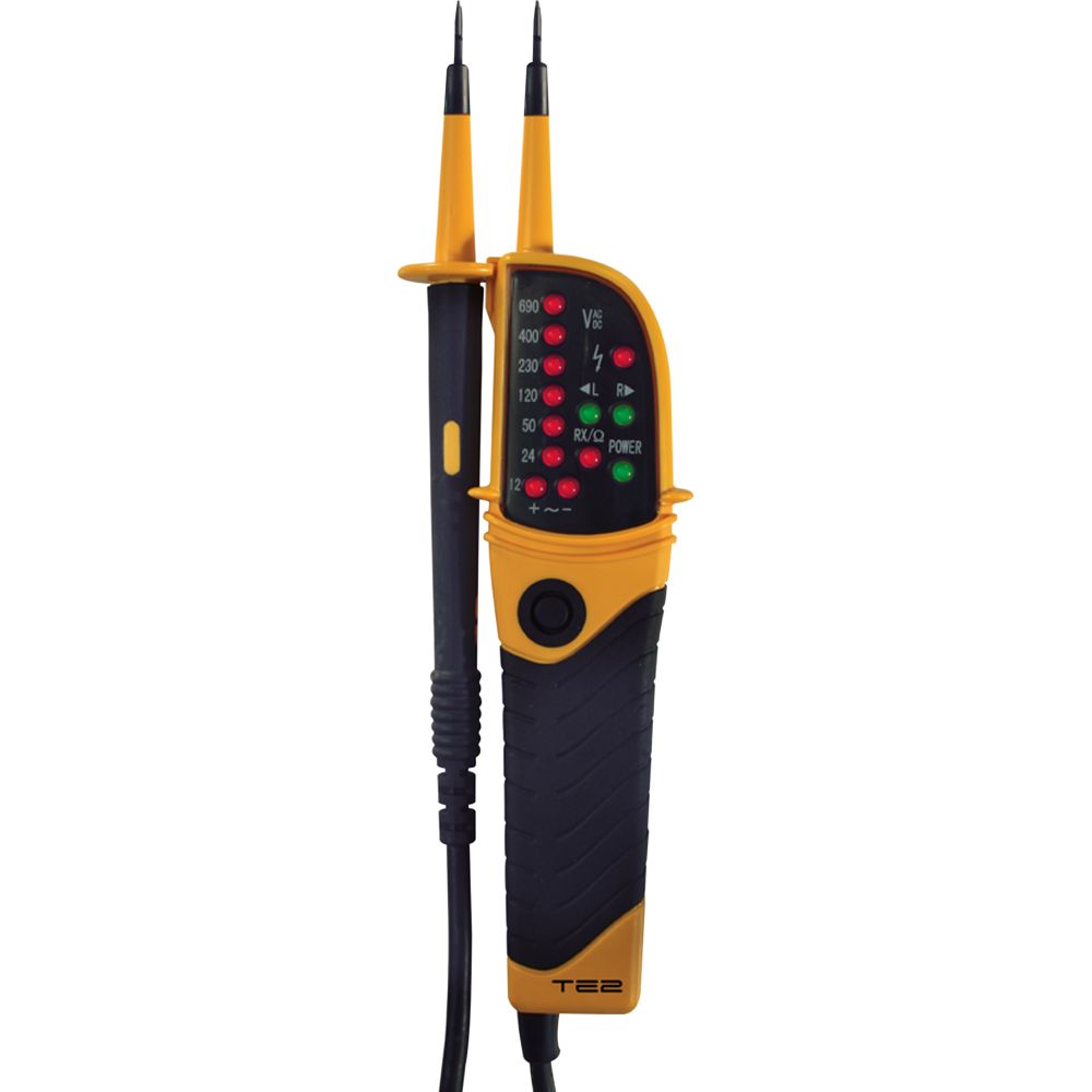 VOLTAGE TESTER 2 POLE WITH LED DISPLAY AND BUILT IN TORCH IP64 TE2