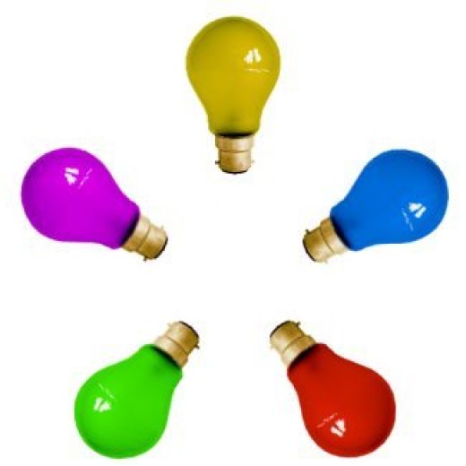 Pack Of 10 x 18 watt (25 watt) Coloured GLS BC-B22 Light Bulbs