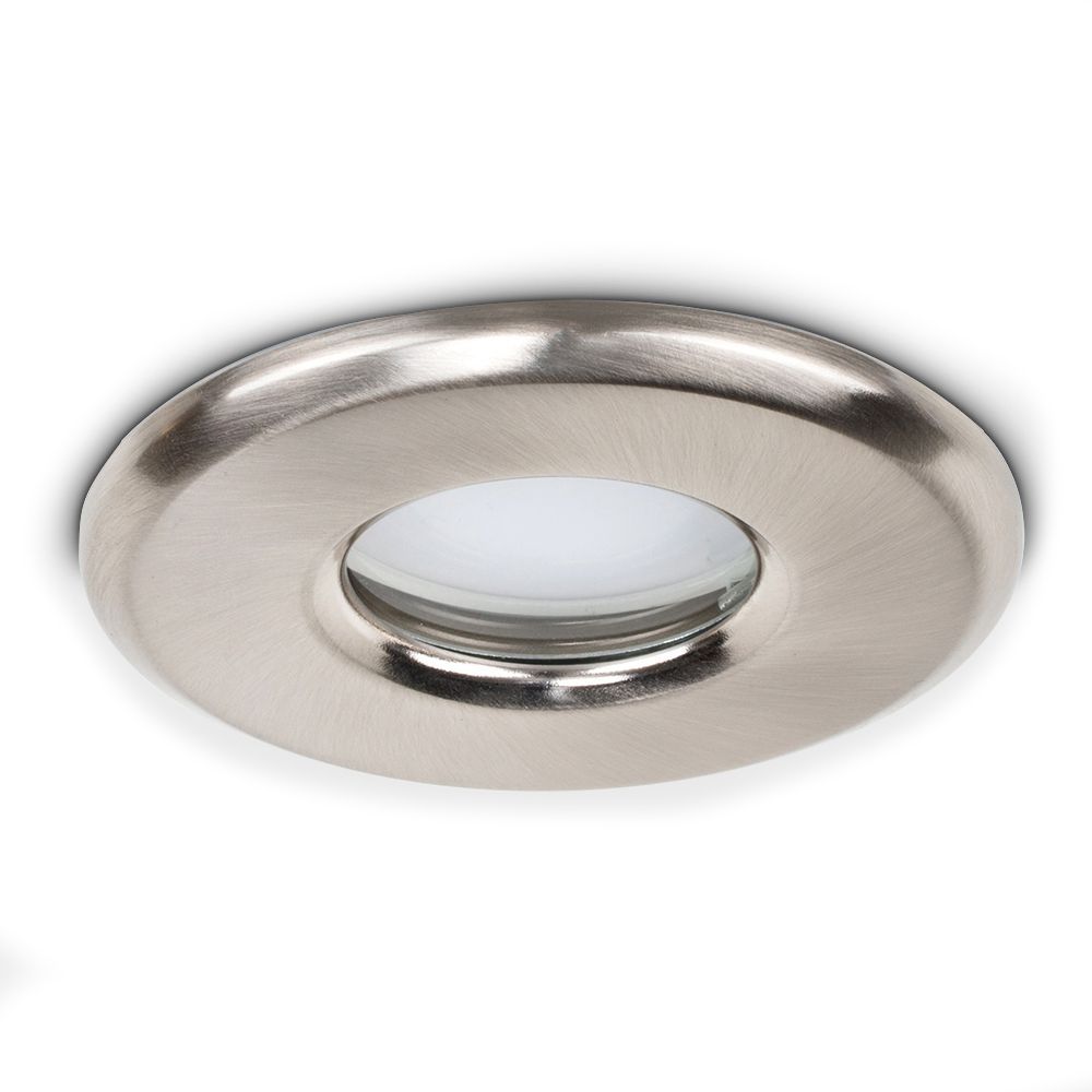 Satin Nickel IP65 Rated GU10 Bathroom Downlight Spotlight Fitting