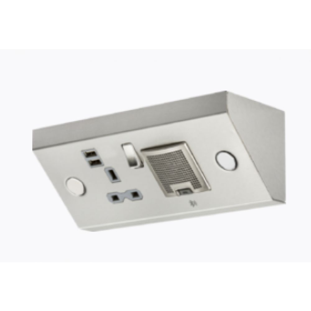 Knightsbridge 13A 2G Stainless Steel Mounting Switched Socket with Dual USB & Bluetooth Speaker