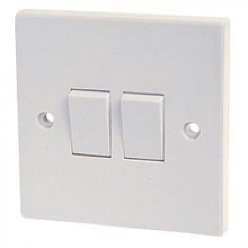 Pack of 10 Standard White 2 Gang Light Switches