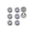 6 Pack of Stainless Steel 40mm White Decking Lights