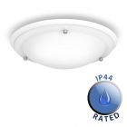 Round White Bathroom Ceiling Light with Frosted Shade