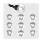10 Pack of Stainless Steel 15mm White Decking Lights