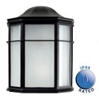 Nook IP44 Black Half Lantern with Frosted Glass