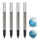 Set of 4 Solar Powered Stainless Steel Acrylic Spike Lights
