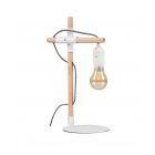 Albert White Metal and Wood Right Angle Table Lamp
