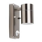 BARROW Satin Silver Down Pointing Outdoor Wall Light with PIR Motion Sensor