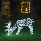 90cm Outdoor Festive Grazing Reindeer Figure With 160 White LEDs - Christmas Deer