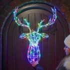 80cm Outdoor Battery Powered Festive Stag Head with Remote Control Colour Selectable LEDs