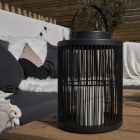 IP44 Cylindrical Black Wire Basket With Battery Operated LED Candle