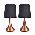 Pair Of Copper & Black Teardrop Touch Lamps