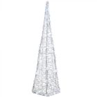 Indoor Christmas Lighting - Silver Acrylic LED Pyramid 58cm