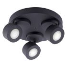 Sancho 3x 3w Colour Adjustable Black LED Circular 3 Spotlight