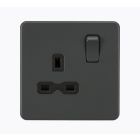 Screwless 13A 1 Gang Anthracite Switched Socket