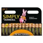 12 Pack AA Duracell Simply Batteries