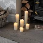 6 Battery Flickering Wax Pillar Candles