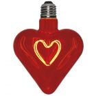 Red Heart Shaped 5 Watt ES-E27mm Dimmable Filament LED Light Bulb