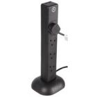 8 Gang Black Surge Protected 5 Metre USB Extension Tower