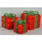 Indoor Christmas Lighting - Red Illuminating Gift Boxes With Green Bow