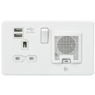 White 13A Socket with 2 USB Ports and Blue Tooth Speaker