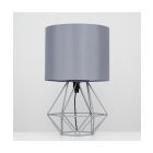 Angus Geometric Grey Base Table Lamp, Angus Copper Geometric Base Table Lamp With White Shades