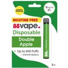 88Vape S19406 0mg Nicotine Apple Flavour Disposable Vape Stick CDU 10 - Pack of 10x
