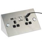 Knightsbridge 13A 2G Stainless Steel Mounting Switched Socket with Dual USB - Black Insert