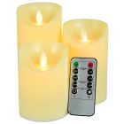 Set of 3 Dancing Flame LED Candles with Remote Control