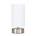 Francis Satin Nickel Touch Table Lamp With White Shade 20129