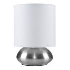 Satin Nickel Touch Table Lamp with White Shade