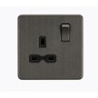 Screwless 13A 1 Gang Smoked Bronze Switched Socket With Dual USB Charger