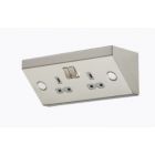 Knightsbridge 13A 2G Stainless Steel Mounting SP Switched Socket - Grey Instert